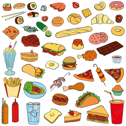 Set of fast food