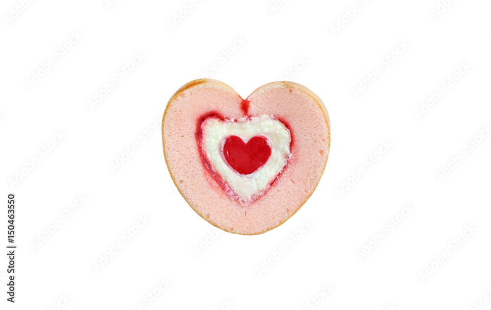 Heart jam roll on white background. Heart jam roll on white background.