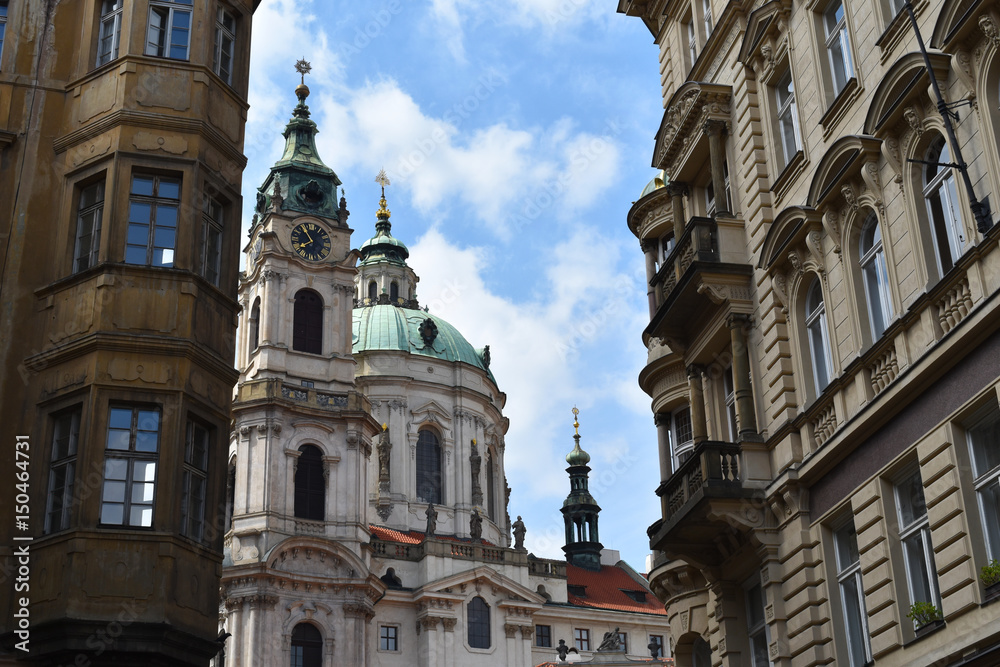 The Church of Saint Nicholas: a Late-Gothic and Baroque cathedral in the Old Town of Prague in Czech Republic.