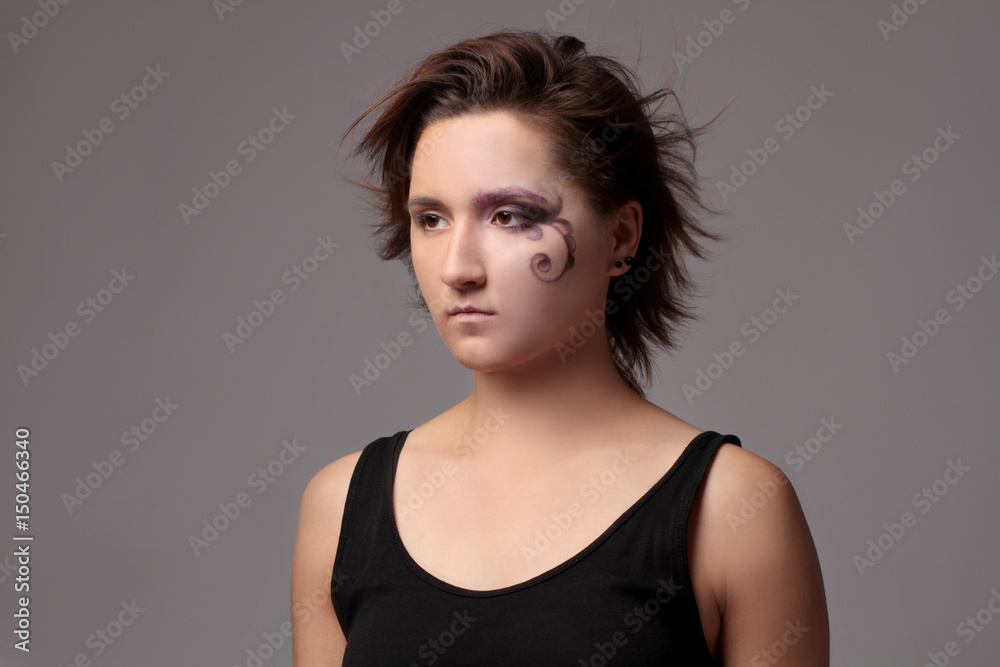 Young trendy woman with creative bright make up Young trendy woman with creative bright make up
