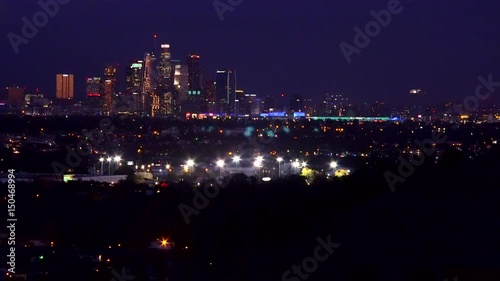 Twinkling city lights of downtown LA, wide photo