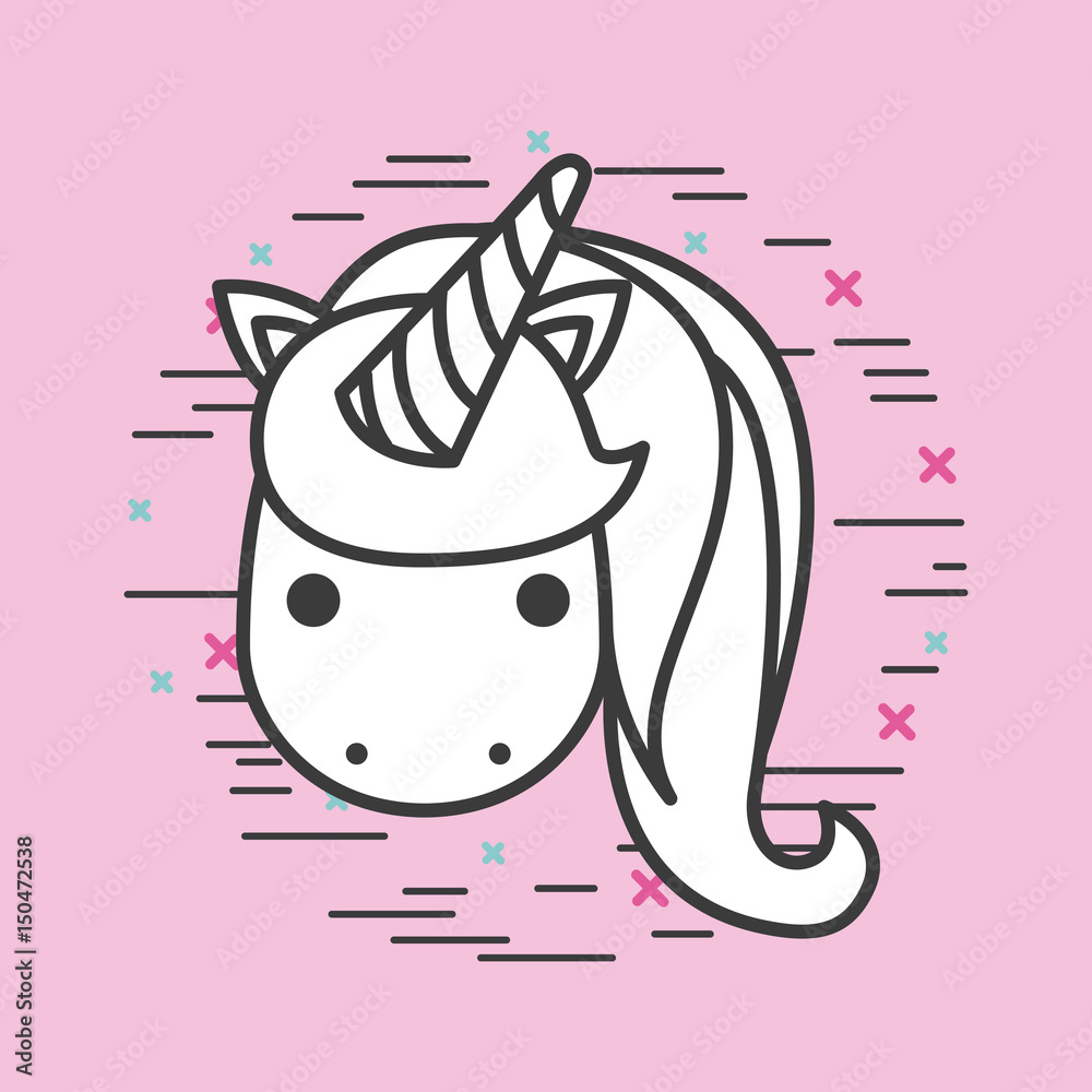 unicorn girly icon over colorful background image vector illustration ...