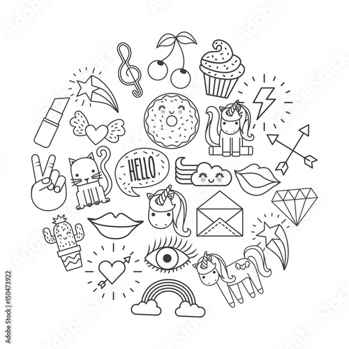 assorted girly icons image vector illustration design 
