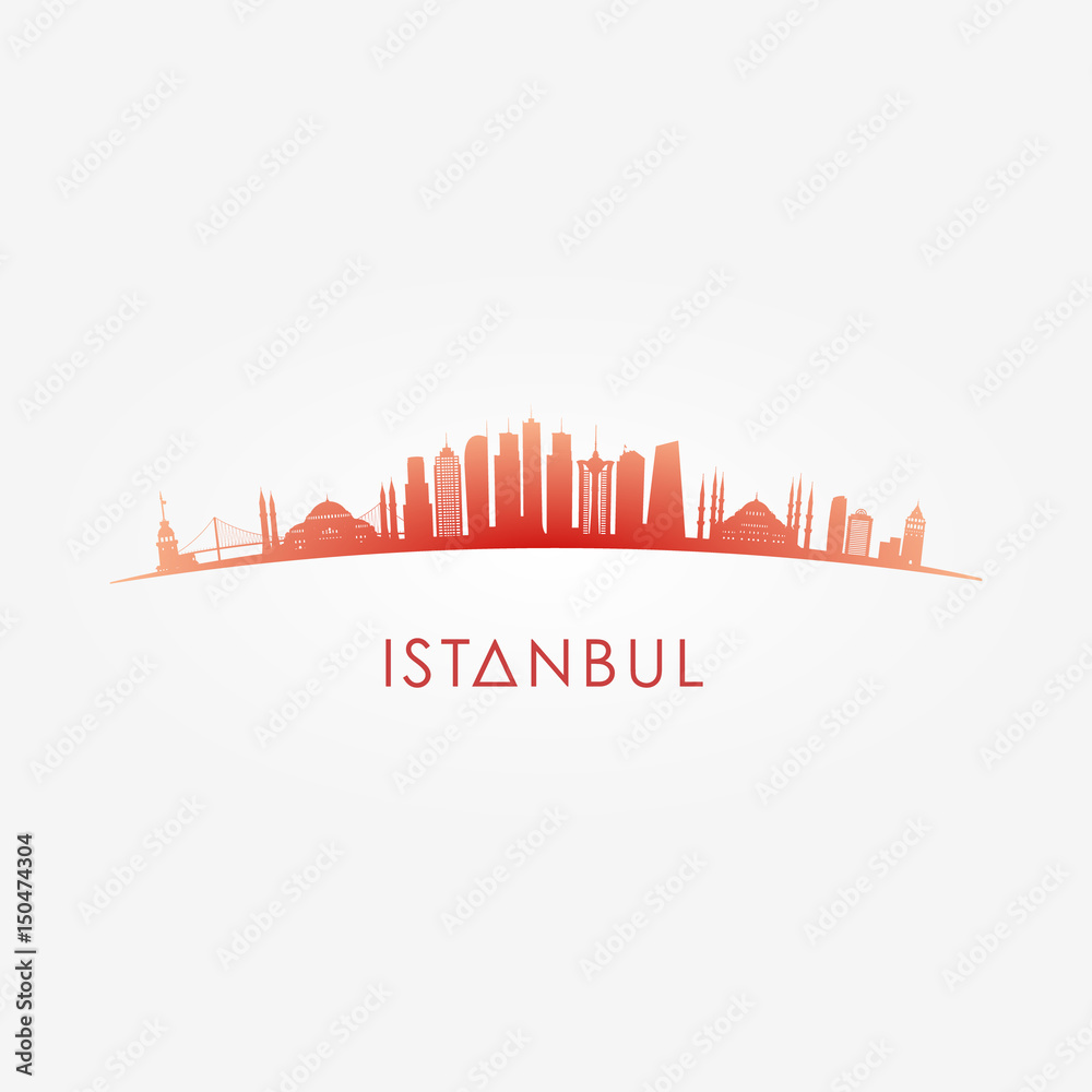 Istanbul, Turcey skyline silhouette. Istanbul, Turcey skyline silhouette.