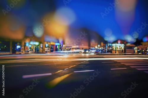 colorful light trace from night traffic in the city