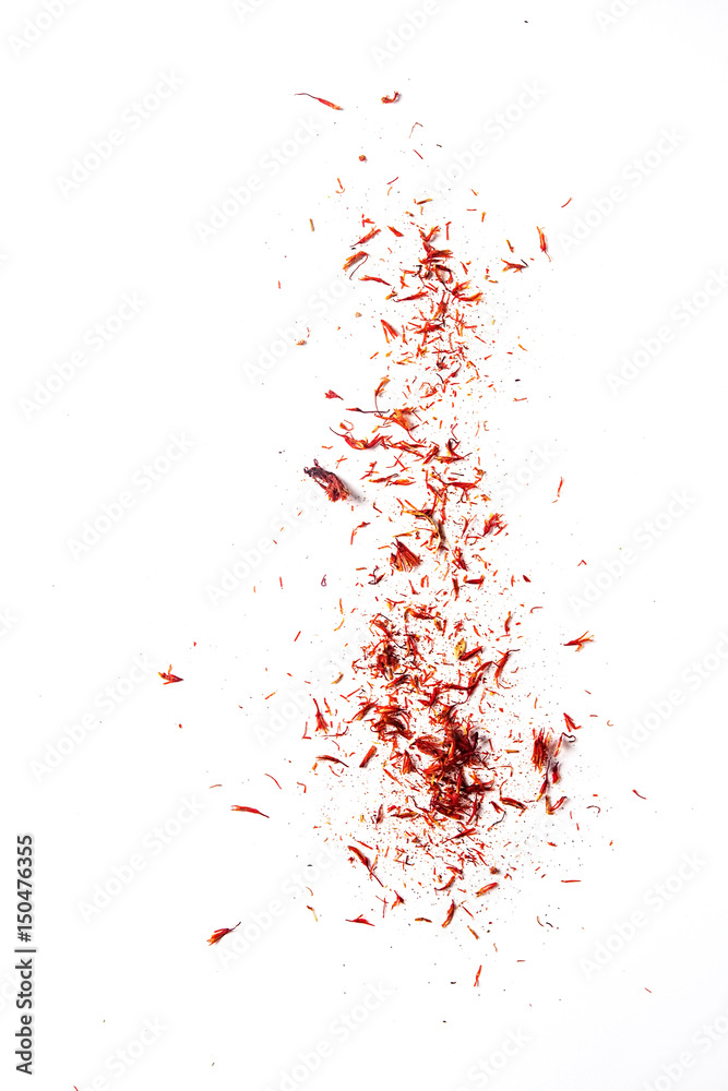 Exotic spice, saffron for coloring food. White background. isolated.