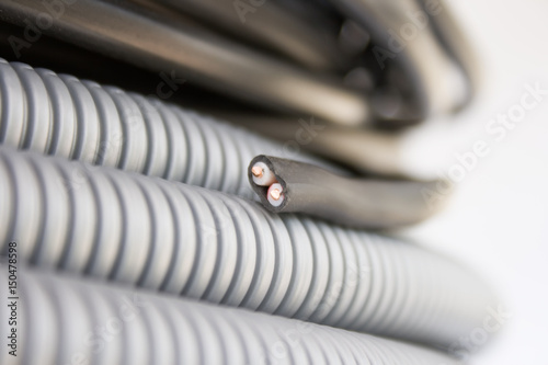 Electric wire and corrugation photo