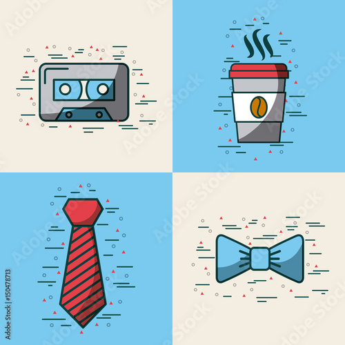 hispter accessories icons image vector illustration design