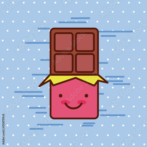 chocolate bar kawaii food with background colorful image vector illustration design 