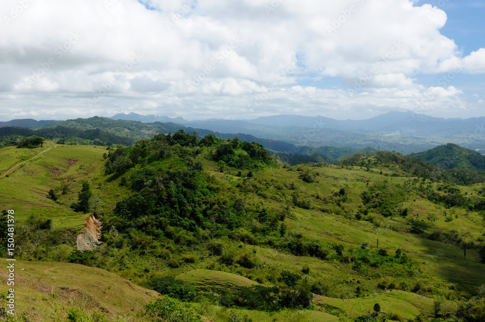 Typical hills landscape on an island Timor in Indonesia