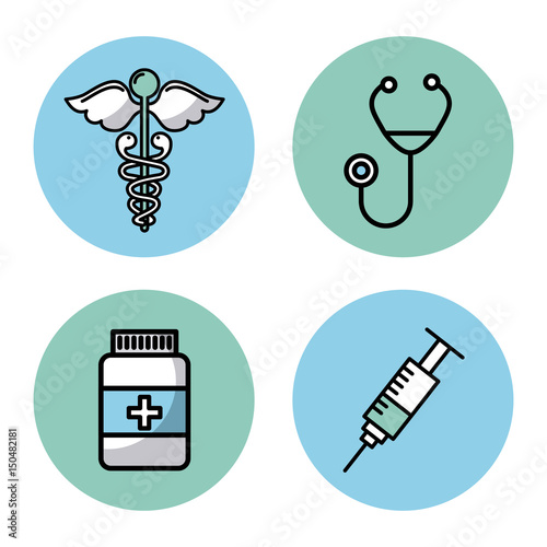 asclepius rod with healthcare related icons image vector illustration design 