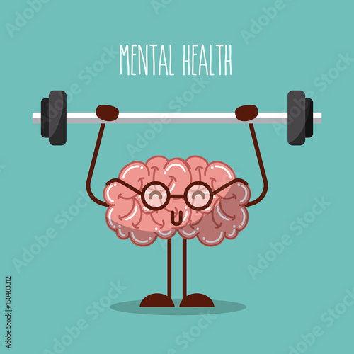 Photo mental health brain lifting weights image vector illustration design