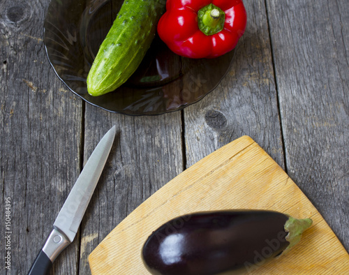 Close up of various colorful raw vegetables photo