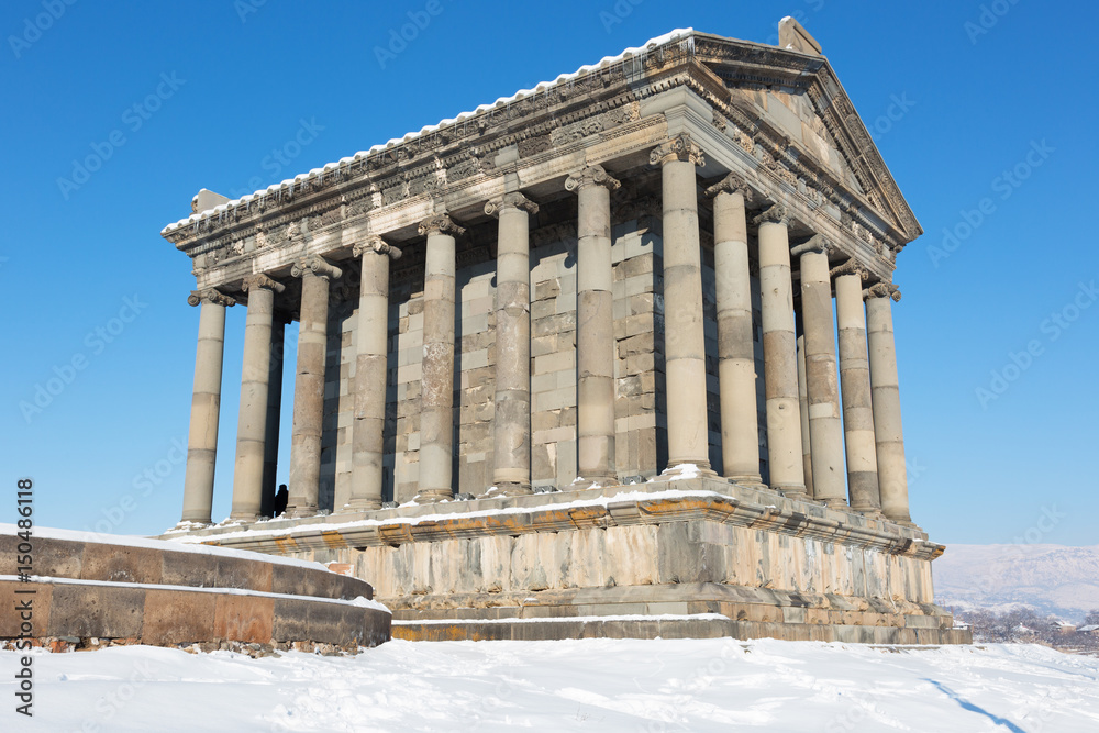Garni Temple in Armenia, in winter day