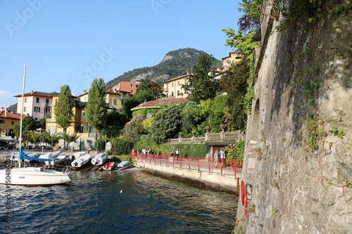 Waterfront of Varenna at Lake Como in summer, Lombardy Italy 