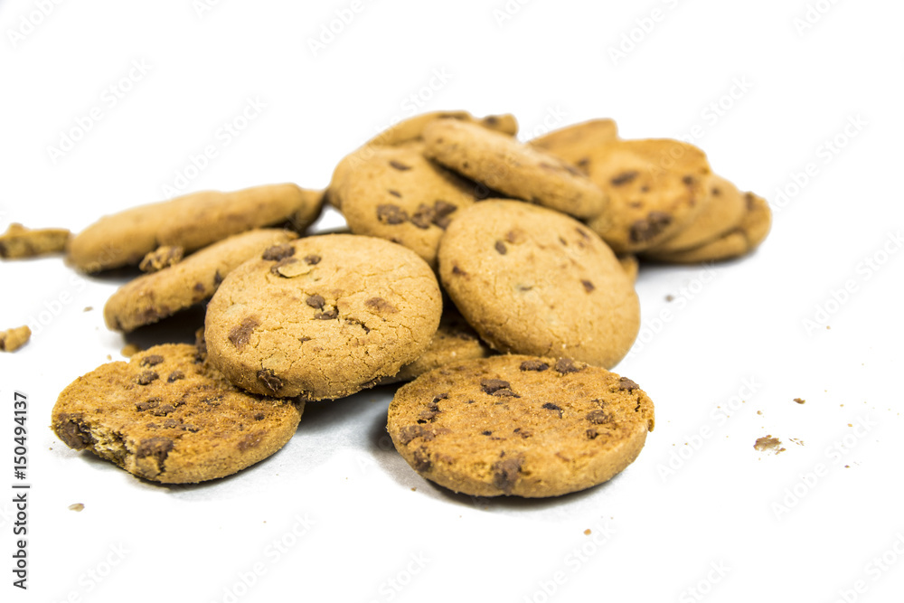 Cookies or biscuits isolated on white background in studio shot