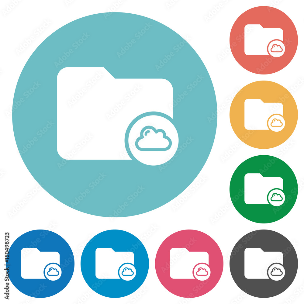 Cloud folder flat round icons
