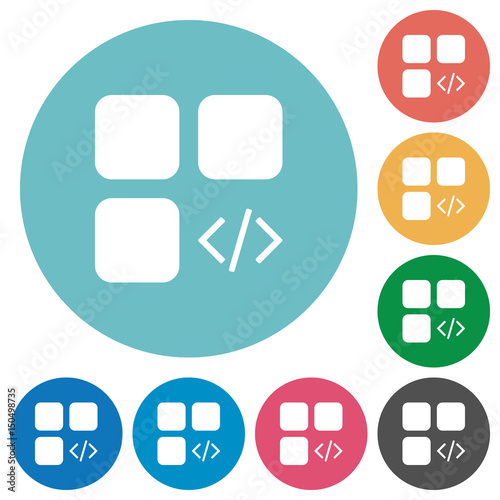 Component programming flat round icons