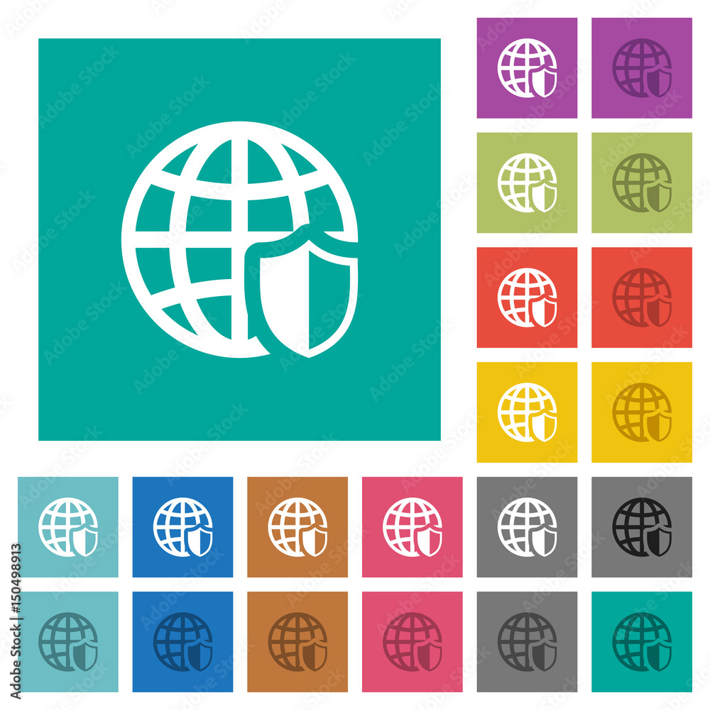 Internet security square flat multi colored icons Internet security square flat multi colored icons