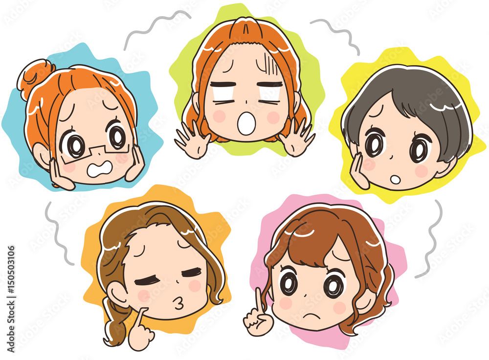 女性の顔のアイコン 困り顔 Stock Vector Adobe Stock