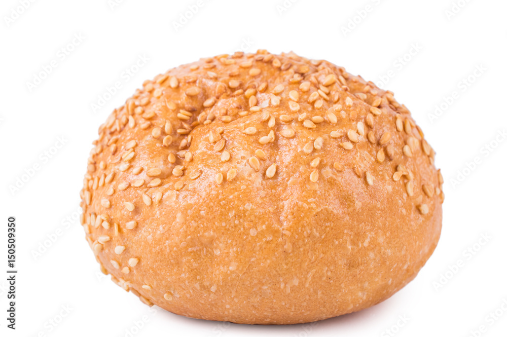 Bun with sesame seeds on white background Bun with sesame seeds on white background