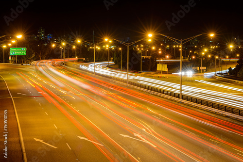 Freeway im Centrum von Perth  Mitchell Fwy  Lichtspuren  City  Westk  ste  Westaustralien  Australien  Down Under