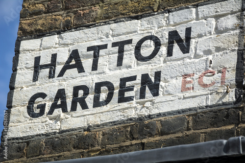 Hatton Garden street sign on London street corner