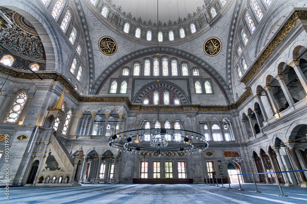 Interior of Nuruosmaniye Mosque,  Istanbul, Turkey