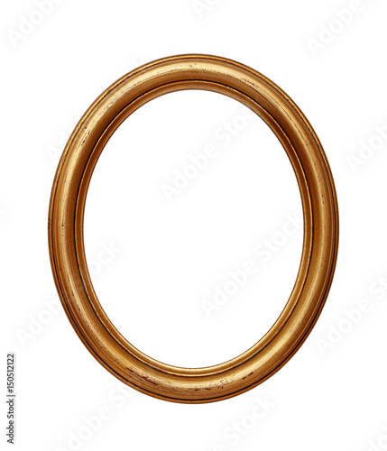 Vintage golden oval round picture frame