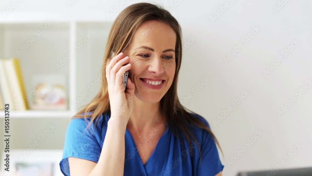 woman calling on smartphone at office or home woman calling on smartphone at office or home