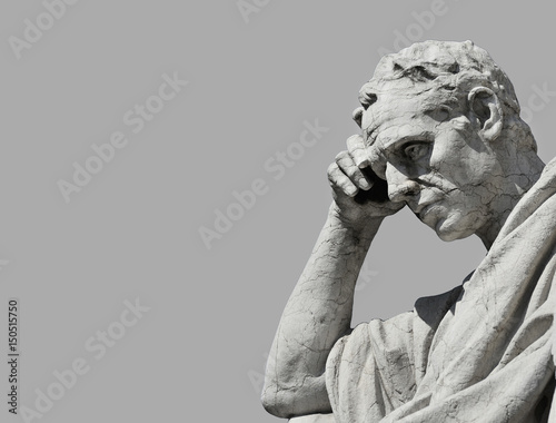 Thinking man statue (Black and White) photo
