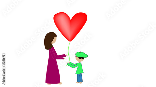 Bub gibt seiner Mutter Herzballon