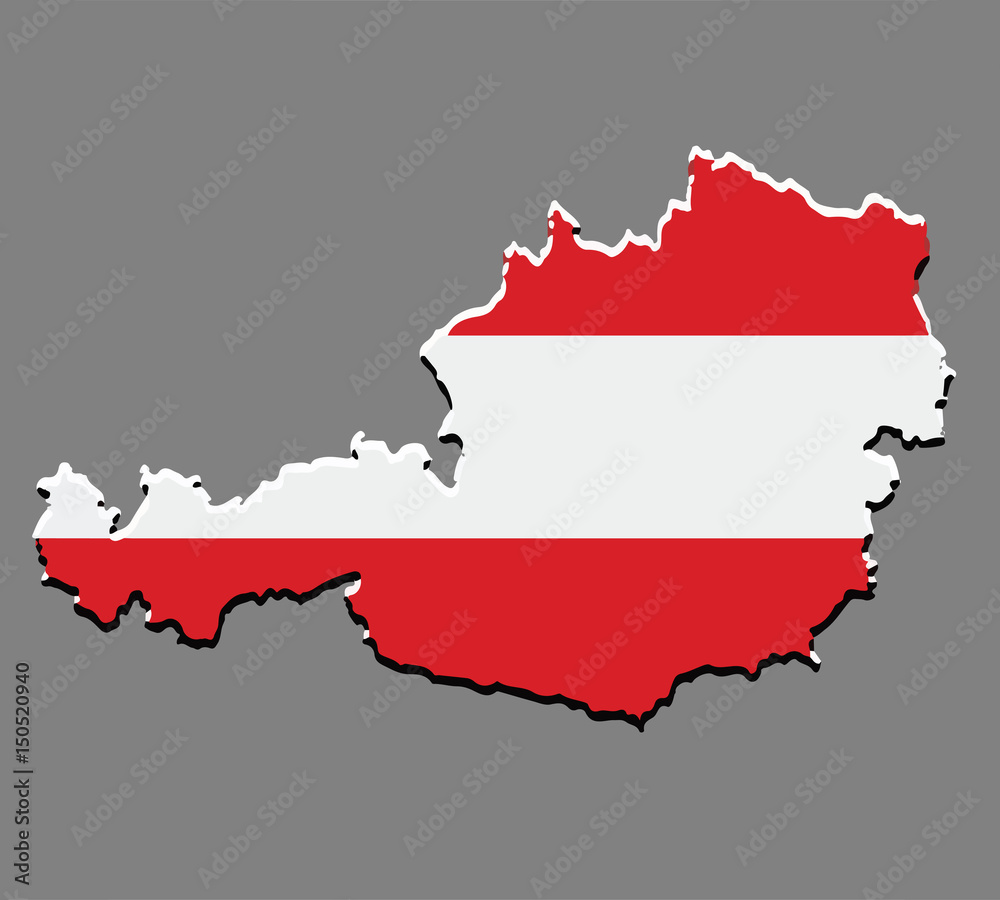 Austria map vector with the austrian flag Austria map vector with the austrian flag