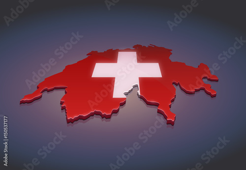 Map of Switzerland 3D  dark background 