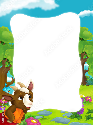 cartoon nature frame with animal goat and space for text