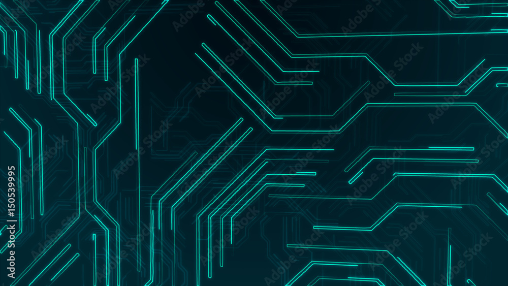 Technological background with a circuit board texture 3d illustration