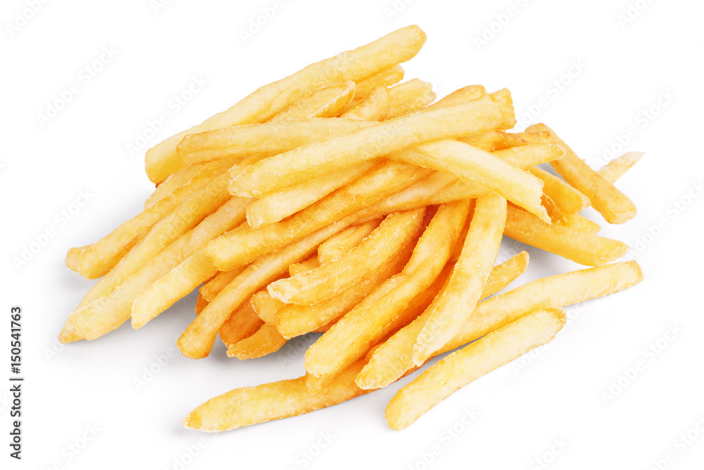 potato fry on white isolated background