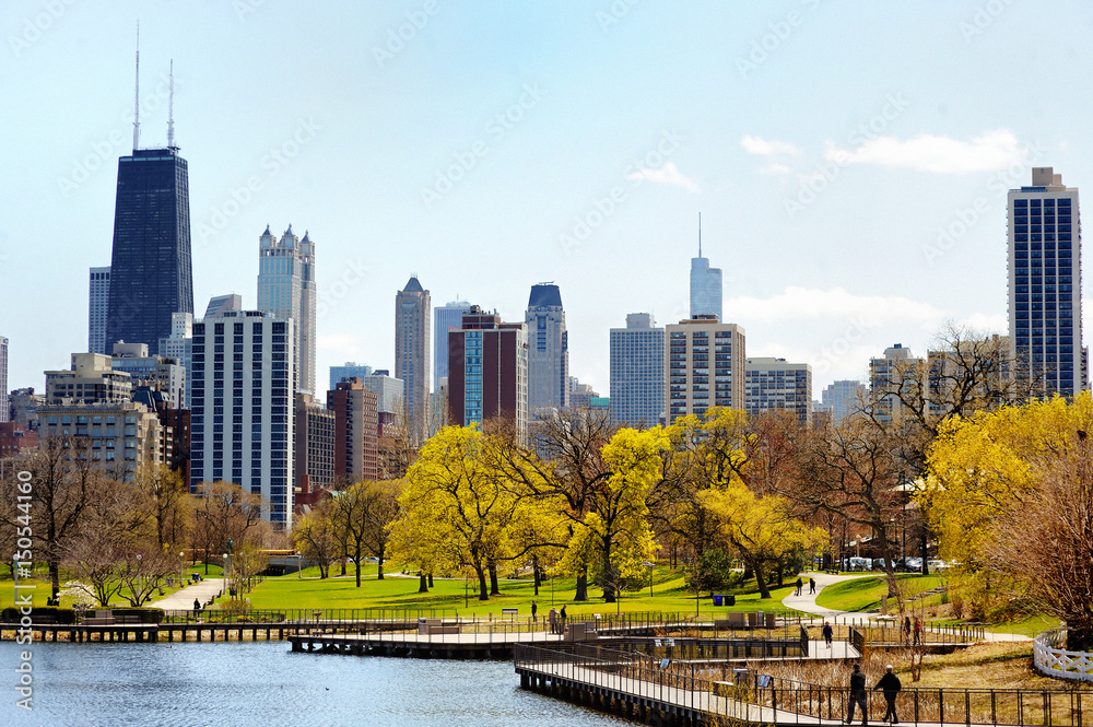 Obraz premium Chicago skyline oglądany z Lincoln Park