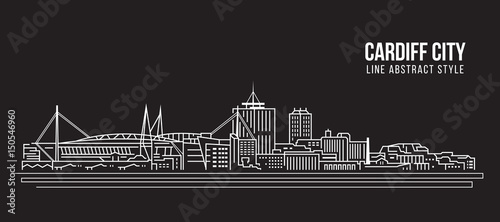 Cityscape Building Line art Vector Illustration design - Cardiff city photo