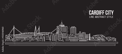 Obraz na plátně Cityscape Building Line art Vector Illustration design - Cardiff city