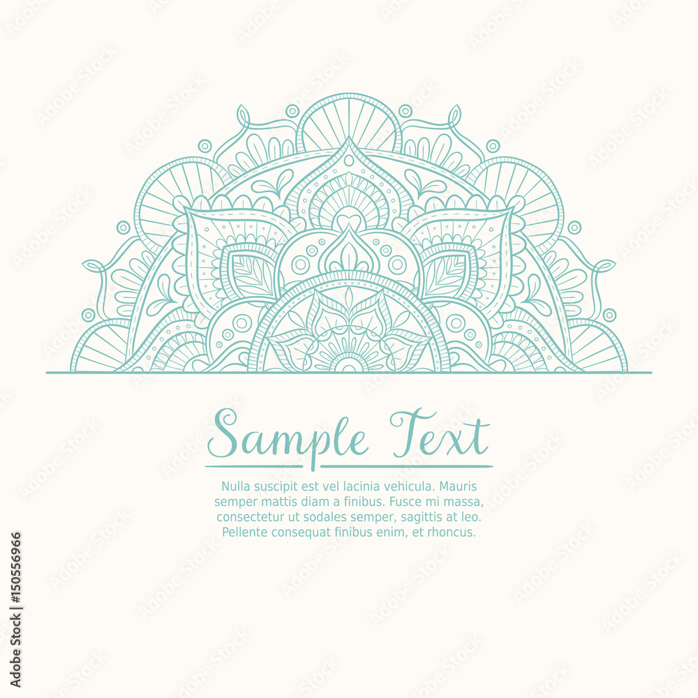 Oriental design with Flower Mandala illustration. Perfect for backgrounds, invitations, birthday cards, wallpapers, etc. Hand drawn vector illustration.