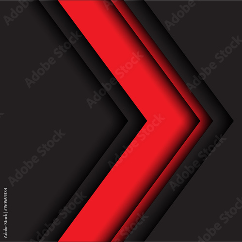 Abstract red arrow shadow overlap on black design modern background vector illustration.