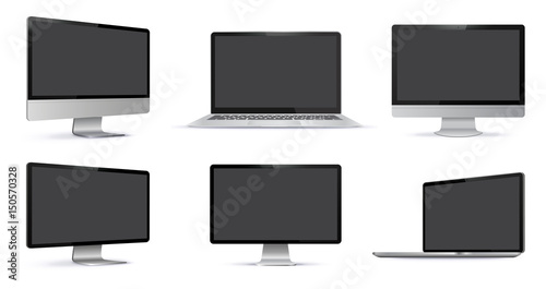Blank Screens Vector Illustration Set With Different Views.
