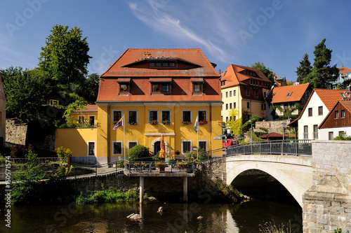 Alte Gerberei an der Spree mit Scharfenwegbrücke, Budyšin, Bautzen, Sachsen, Deutschland photo