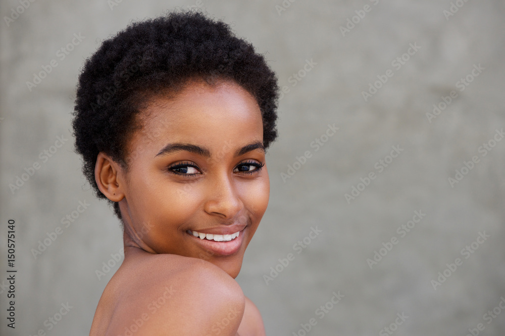 beauty portrait of young african woman smiling beauty portrait of young african woman smiling