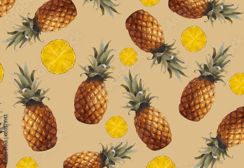 Fototapeta Naklejka Na Ścianę i Meble -  Hello Summer. Fresh pineapple background.