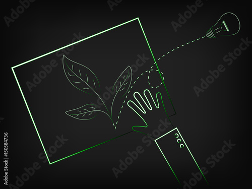 document with leaf design and idea popping out of it