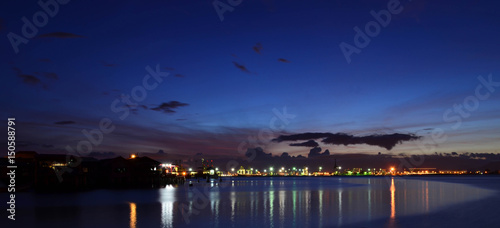 Morning panorama scene of seaport container cargo freight © ubonwanu