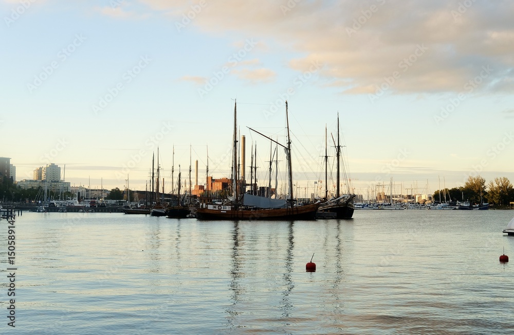 ship in finland sunset