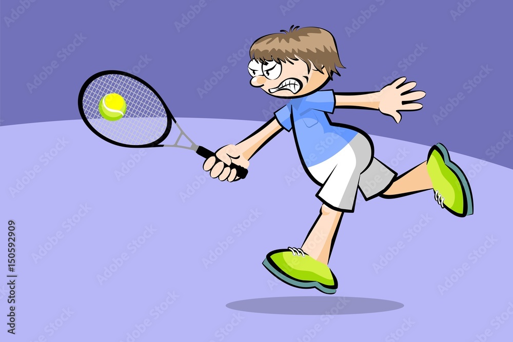 Tennis player with a racket - Cartoon Style